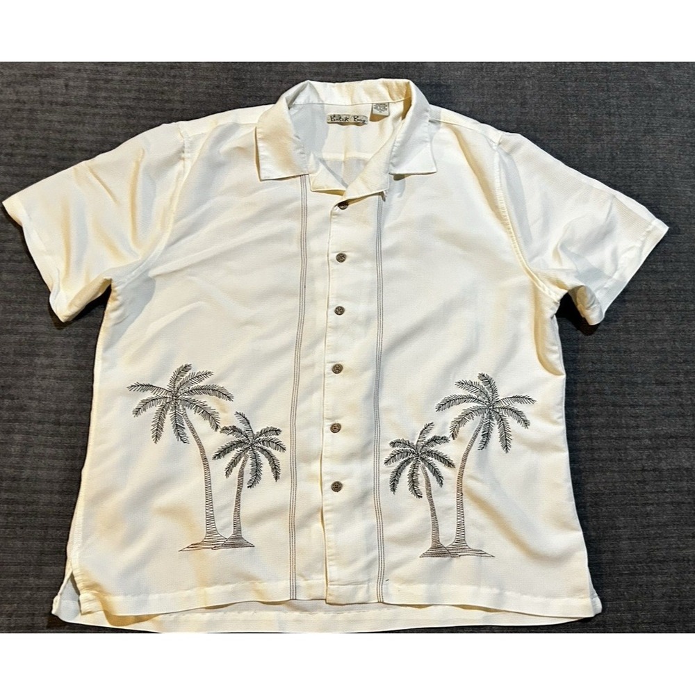 Batik Bay Hawaiian Palm Tree Print Button Up Size XL Men 90's Short Sleeves